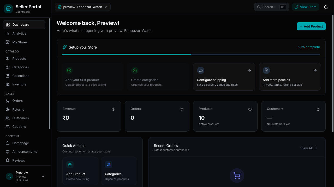 BizzPocket seller dashboard
